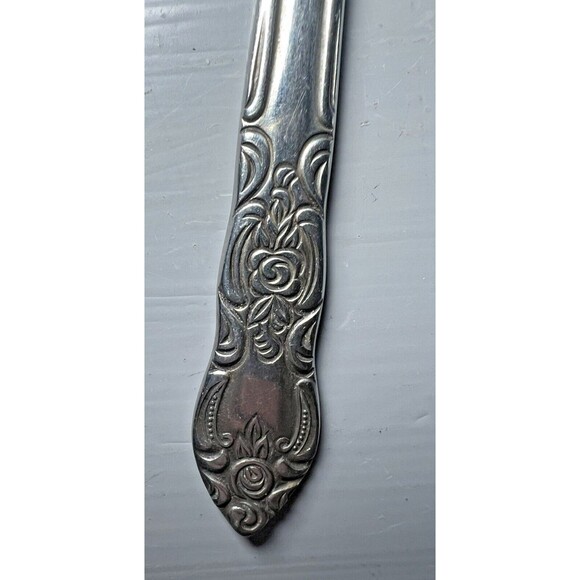 Lustreware Stainless Steel Flatware Vintage Rose Pattern Lg Fork 2 Butter Cutter - Picture 13 of 15